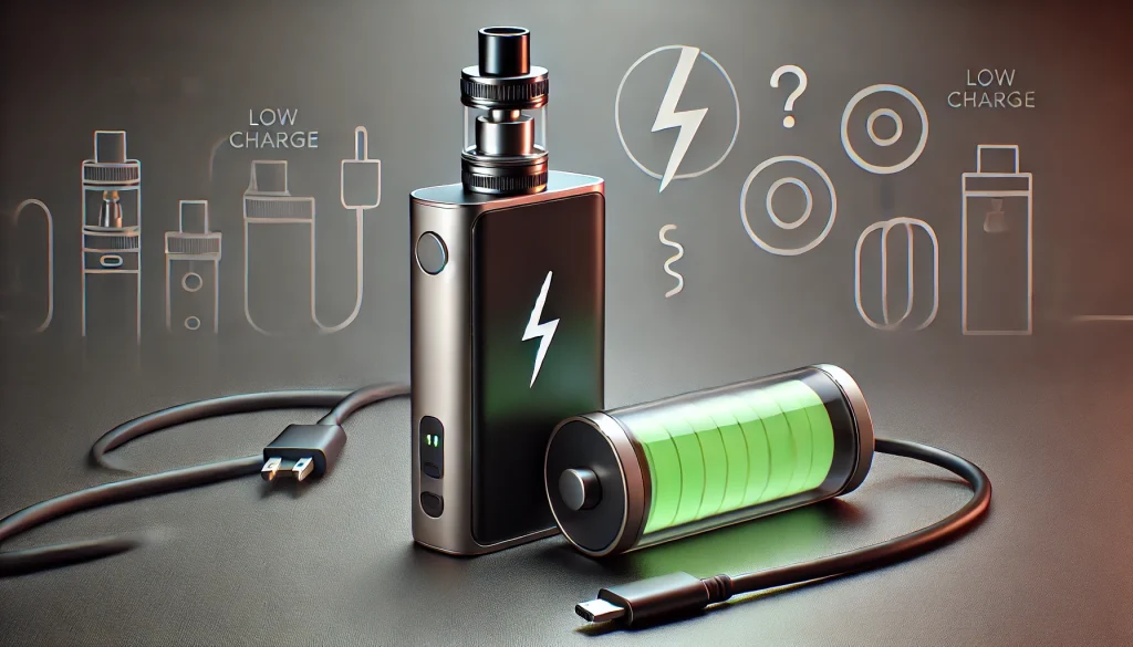 troubleshooting vape battery problems The image shows a modern vape device on a sleek surface, with a charging