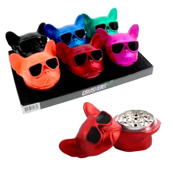 crushers dog shaped piece mm metal herb grinder ct display assorted colors x