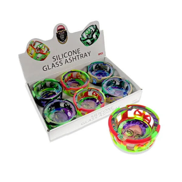 idgaf silicone glass ashtray ct assorted display x